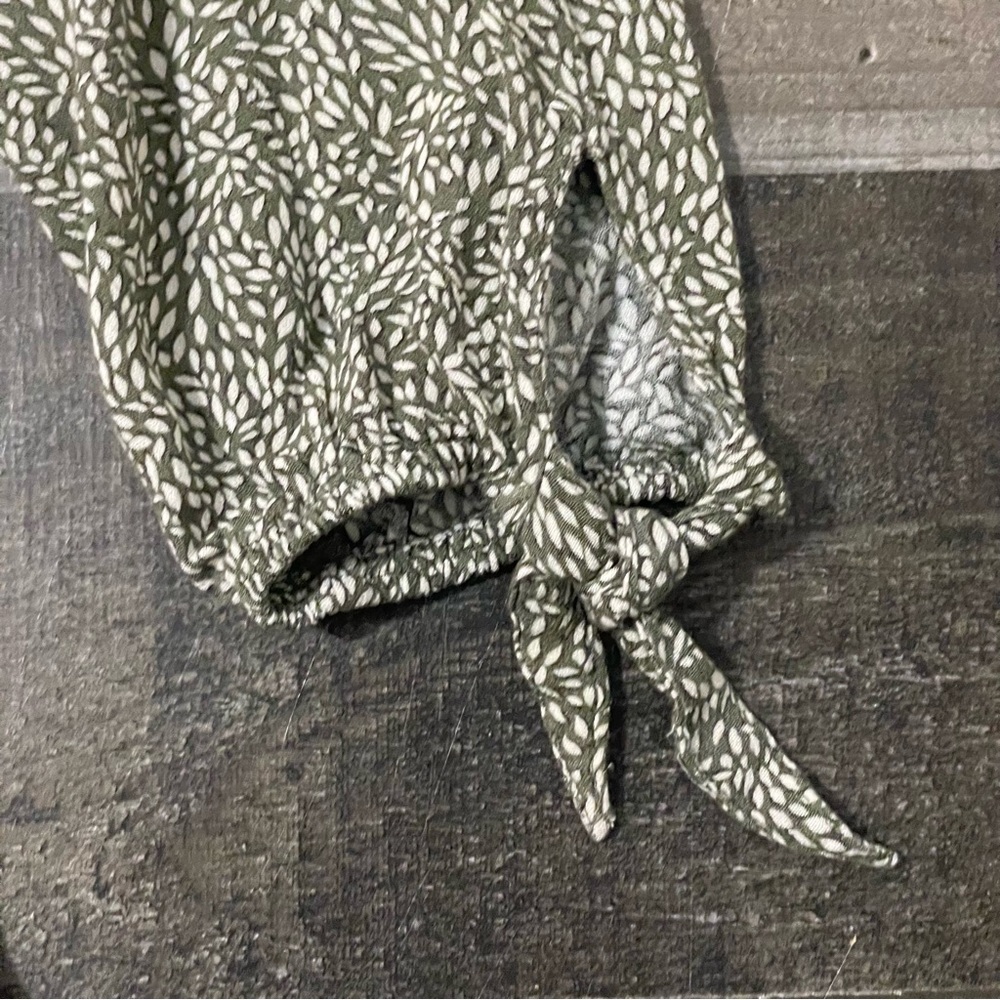 Abercrombie & Fitch Women’s Wrap Mini Dress Long Sleeve Leaf Print Olive Green S - Picture 11 of 13